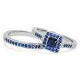 thumbnail image 4 of LaRaso & Co His Her Wedding Ring Set Blue Sapphire CZ TRIO Couples Rings 5/12, 4 of 7