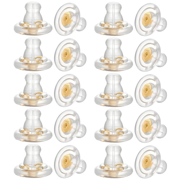 10 Pairs Silicone Earring Backs, 18K Gold Transparent Earring Backs Replacements for Heavy Earrings, Hypoallergenic and Comfortable
