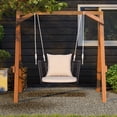 thumbnail image 5 of Gymax Outdoor Metal Porch Swing Single Person Hanging Seat w/ Woven Rattan Backrest Porch Backyard, 5 of 10