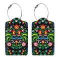 thumbnail image 3 of Disketp 1 Luggage Tag For Suitcase,Roosters And Flowers Leather Baggage Tag With Stainless Steel Loop Privacy Cover For Women Men Girls, 3 of 5