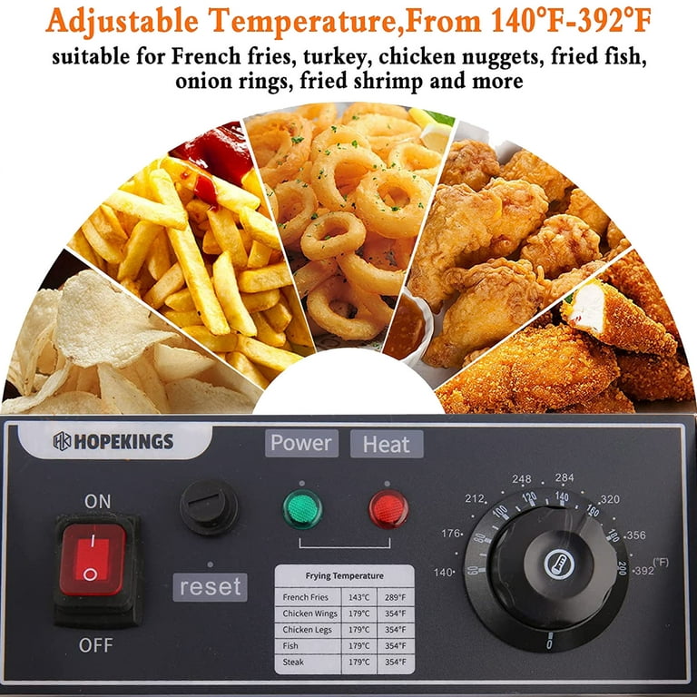  Electric Deep Fryer with Basket & Lid, 1500W 6L Stainless Steel  Commercial Frying Machine, Countertop French Fryer with Temperature Control  for Home Kitchen Restaurant: Home & Kitchen