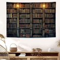 thumbnail image 3 of Vintage Bookshelf Tapestry Wall Hanging, Retro Library Wall Art Bohemian Hippie Tapestries, College Dorm Decor for Bedroom Living Room, 60X40IN, 3 of 5