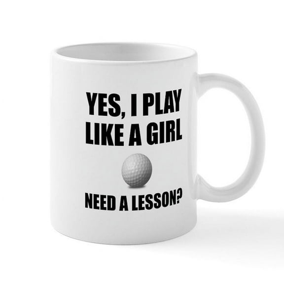 CafePress - Like A Girl Golf Mugs - 11 oz Ceramic Mug - Novelty Coffee Tea Cup