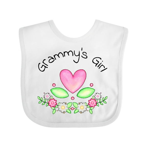 Inktastic Grammy's Girl Heart Flowers Girls Baby Bib