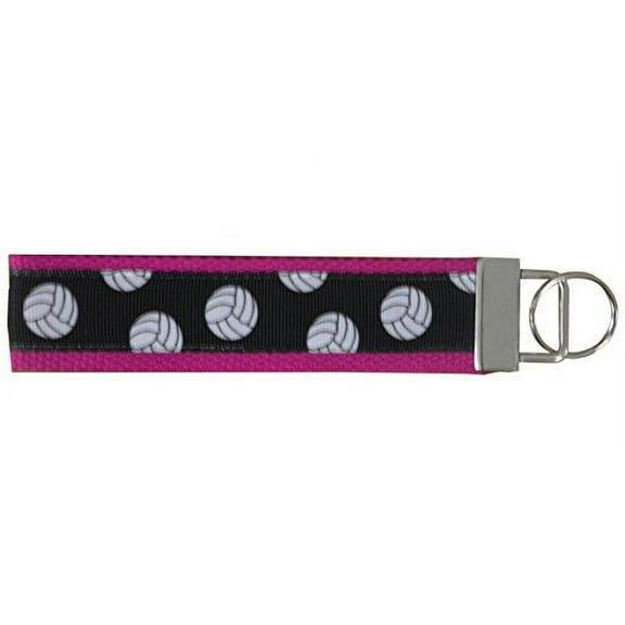 Volleyball Wristlet Keychain- Pink -