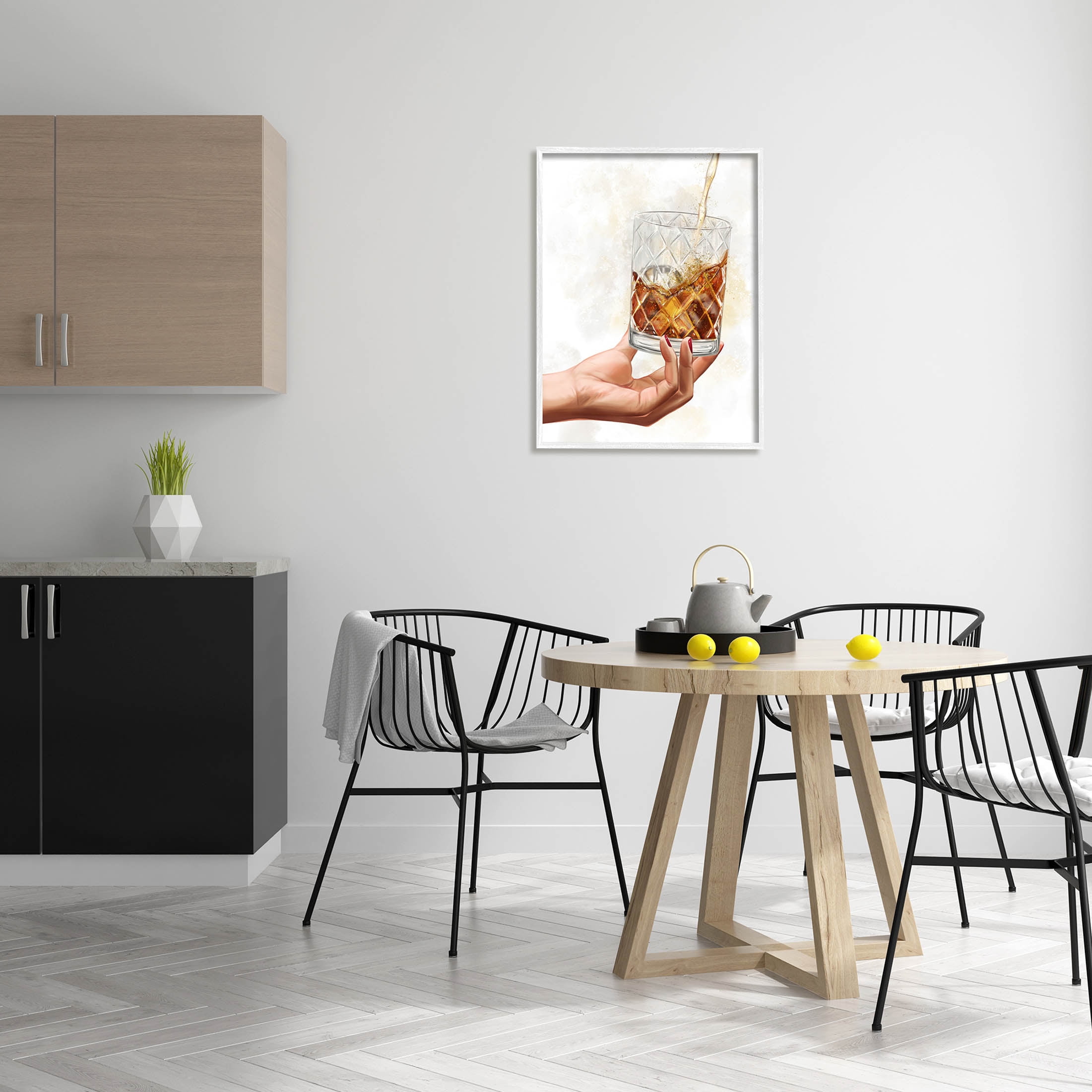 Stupell Industries Pouring Liqueur Glass Beverage Graphic Art White Framed Art Print Wall Art, Design by Ziwei Li