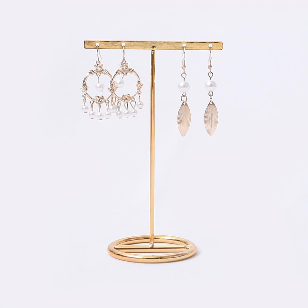 T-Bar Jewelry Display Stand Organizer with Oval Base 4 Holes Earring Display 