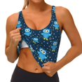 thumbnail image 3 of Zufioo Blue Owl Print Women's Sports Vest, U-shaped Removable Chest Pad Sports Backless Top, Suitable for Fitness and Bodybuilding, Leisure and Daily Life-Small, 3 of 8