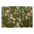 thumbnail image 2 of S4Sassy Green Robin & Blossom Floral Washable Printed Dining Reversible Tablemats With Napkins Set, 2 of 3