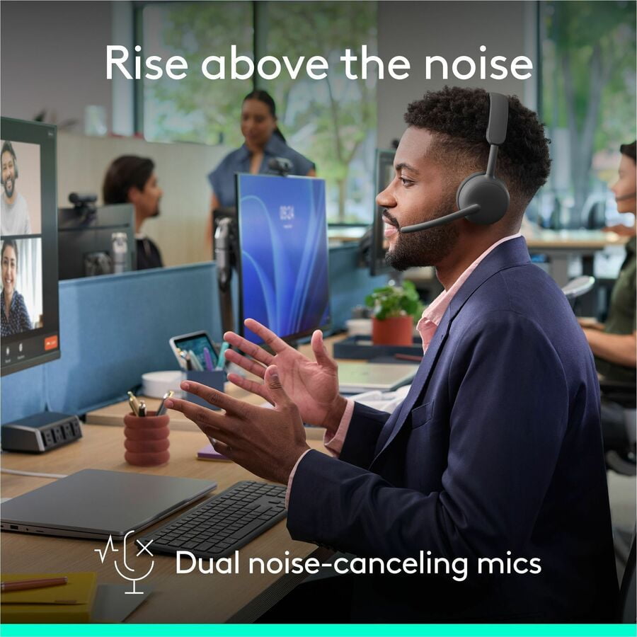 Logitech Zone Wireless 2 ES for Business, Noise-Canceling Wireless Headset with Adaptive Hybrid ANC, Zoom & Google Certified, USB-C & USB-A,Graphite