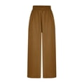 thumbnail image 5 of XFLWAM Women's Plus Size Wide Leg Pants Elastic Waist Loose Fit Casual Pants with Pockets Brown 5XL, 5 of 6