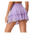 thumbnail image 2 of Doomiva Women's Lace Layered Mini Skirt Outfits A Line Cute Tiered Ruffle Skirt Y2K Streetwear Lavender M, 2 of 6