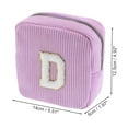 thumbnail image 2 of Unique Bargains 1 Pc Letter D Pattern Makeup Bag for Travel Pink Purple Corduroy, 2 of 6