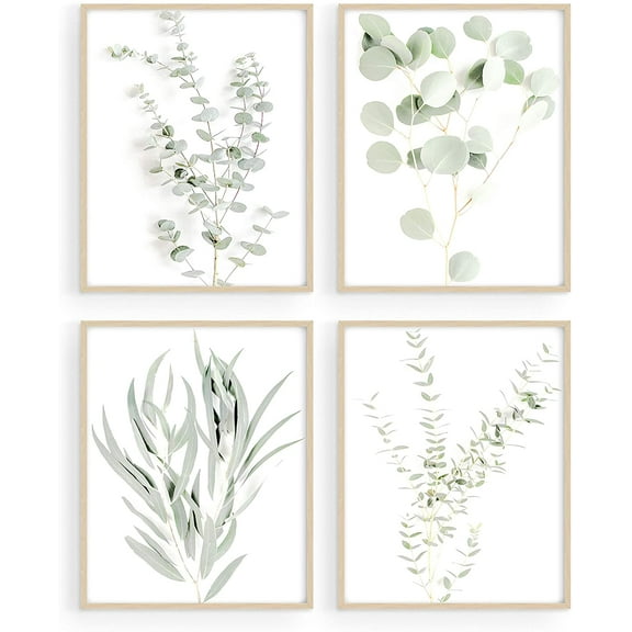 Botanical Plant Wall Art Prints - Set of 4 Plant Wall Decor Prints Floral Kitchen Flower Leaves Wall Art Boho Leaf Eucalyptus (UNFRAMED) (8x10)