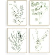 Botanical Plant Wall Art Prints- Sets Of 4 (8x10 '') Unframed Wall Decor- Nordic Style Eucalyptus And Lavander Leaf Prints-Modern Art Boho Print Decor - Farmhouse, Kitchen, Bedroom Wall Decor
