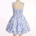 thumbnail image 2 of IBTOM CASTLE Teen Girls Floral Spaghetti Strap Sundress Party Dress | Adjustable Bow V Neck Ruffle Summer Dress, Tween Girls Graduation Dance Dress,Teens Birthday Holiday Dresses Blue, 2 of 7