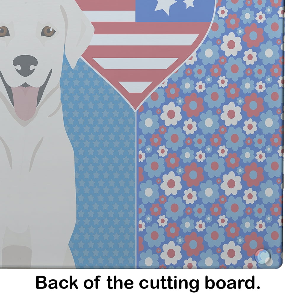White Cream Labrador Retriever Glass Cutting Board Large 12 in x 15 in