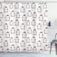 thumbnail image 1 of Ambesonne Penguin Shower Curtain, Pastel Antarctica Birds, 69"Wx84"L, Grey Pink, 1 of 3