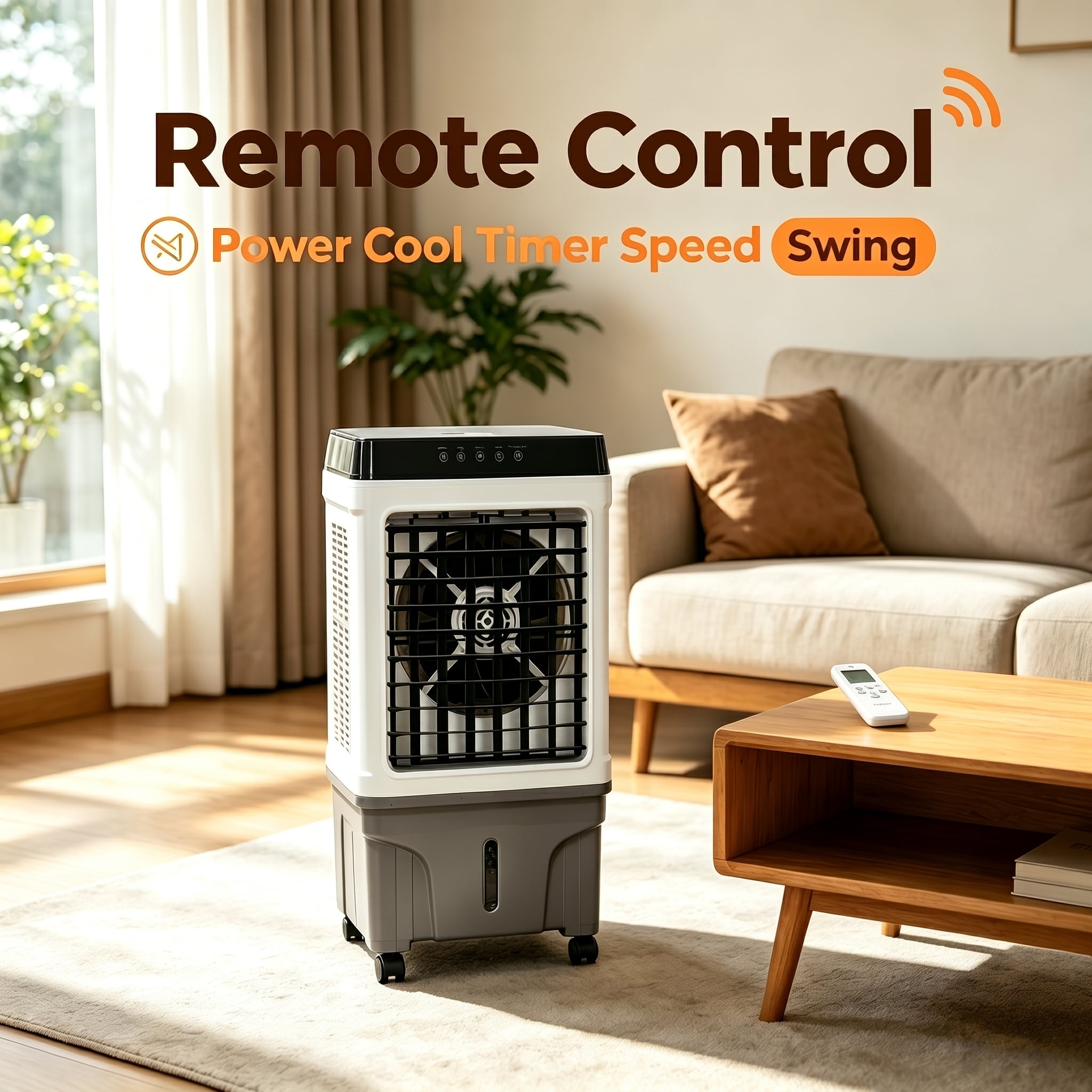 Portable Air Conditioners,3000 CFM Swamp Cooler with3 Speed, 120°Swing, 7.5H Timer, 3.96-Gallon Water Tank Evaporative Air Cooler Long Cooling for Garage, Yard, Indoor