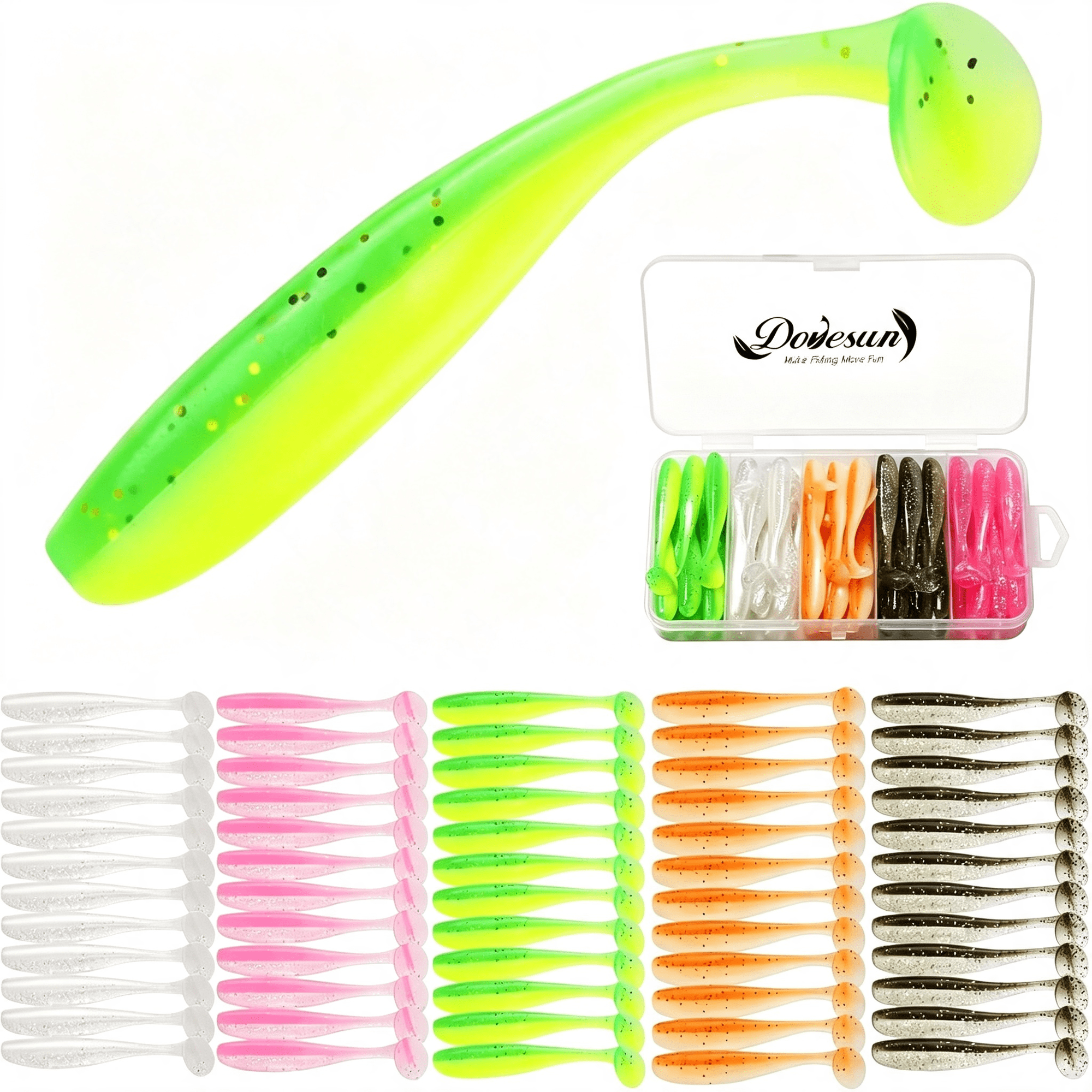 BESTSKY Crappie Lures Kit Soft Plastic Baits Paddle Tail Swimbaits Fishing Soft Plastic Lures Crappie Walleye Trout Bass Fishing Baits Crappie Lures 60Pcs/75Pcs