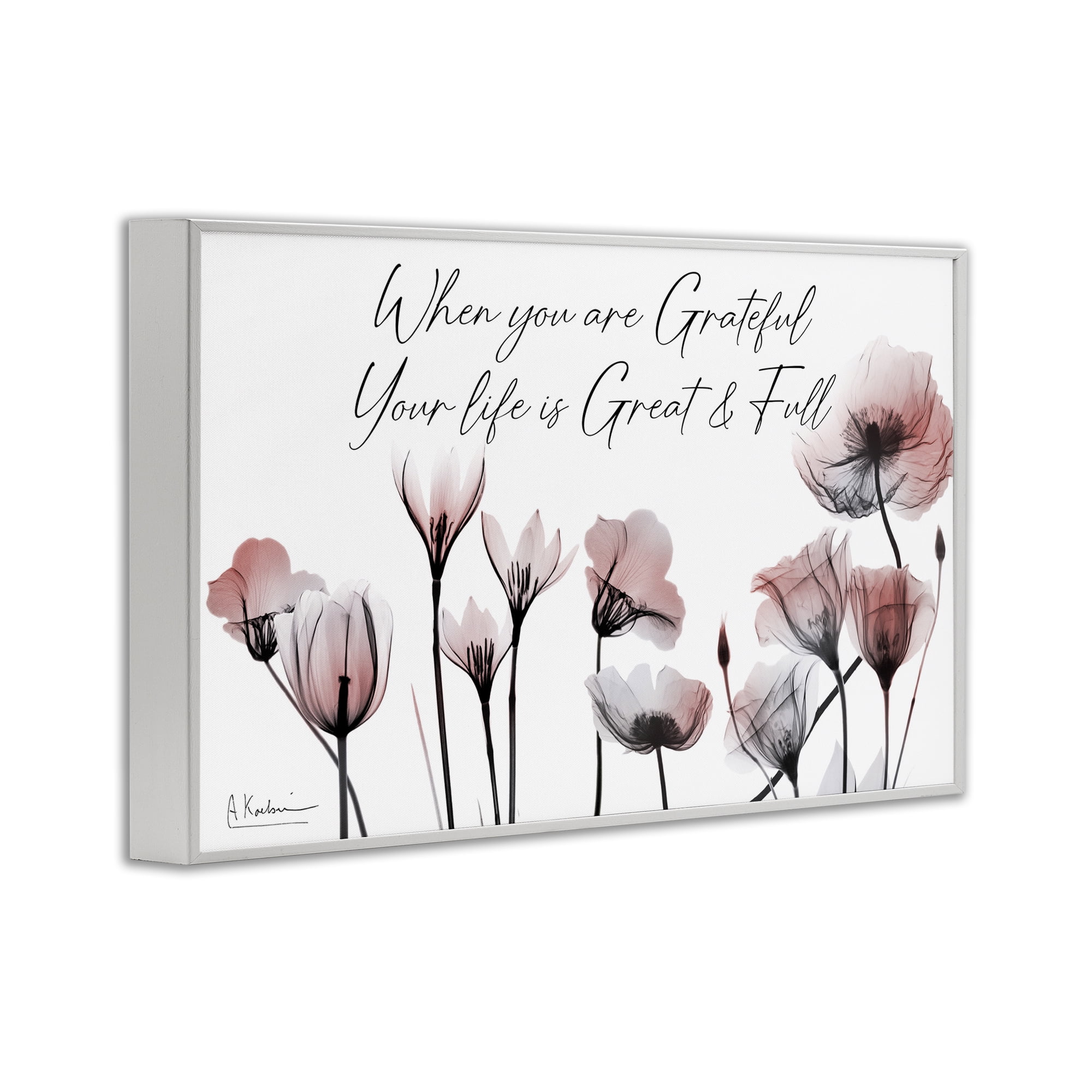 Stupell Industries Grateful Faith Floral Religious Painting White Framed Art Print Wall Art, 30 x 20
