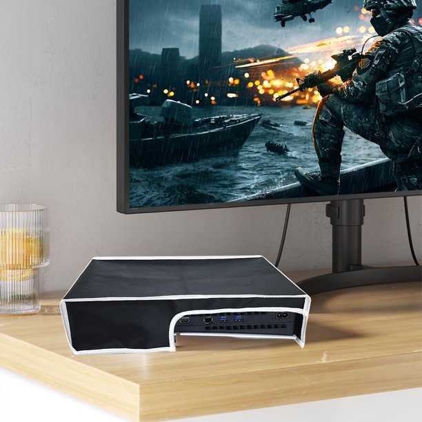 Cubierta antipolvo antiarañazos para consola PS5 Slim (gris cáñamo horizontal)