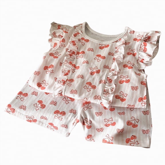 ZHANGDER Toddler Baby Girls Clothes 1T 2T 3T 4T 5T T-Shirts Shorts Clothing Set Ribbed Knit Cute Summer Short Set 2pcs Shorts Outfits Set, Red 4-5T