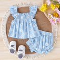 thumbnail image 3 of Letdown Baby Girl Summer Clothes Girl Outfits Sleeveless Ruffle Top and Bloomers Shorts Set with Floral Embroidery 0 3 6 12 18 Month, 3 of 7