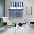 thumbnail image 5 of Gradient Stripes Kitchen Curtains Valances and Tiers Set of 3 Navy Blue Striped Vintage Lines Tier Curtains and Valance with Rod Pocket for Small Windows, 27.5"x36", 5 of 9