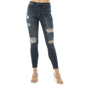 Almost Famous Women's Juniors Destructed High-Rise Skinny Jeans