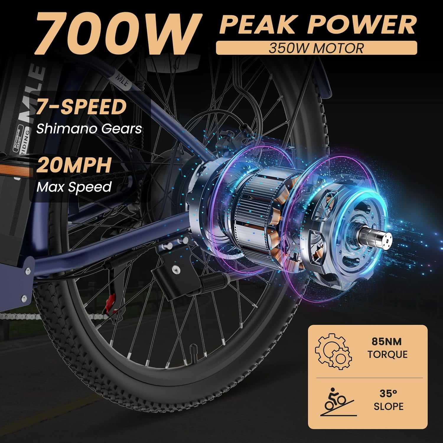 Lilypelle Electric Bike for Women Adults, Peak 700W Motor 20MPH, 50 Miles Electric Cruiser Bike with 36V 10.4Ah Battery, 7-Speed Electric Bicycle, 26" Tires and Front Fork Suspension