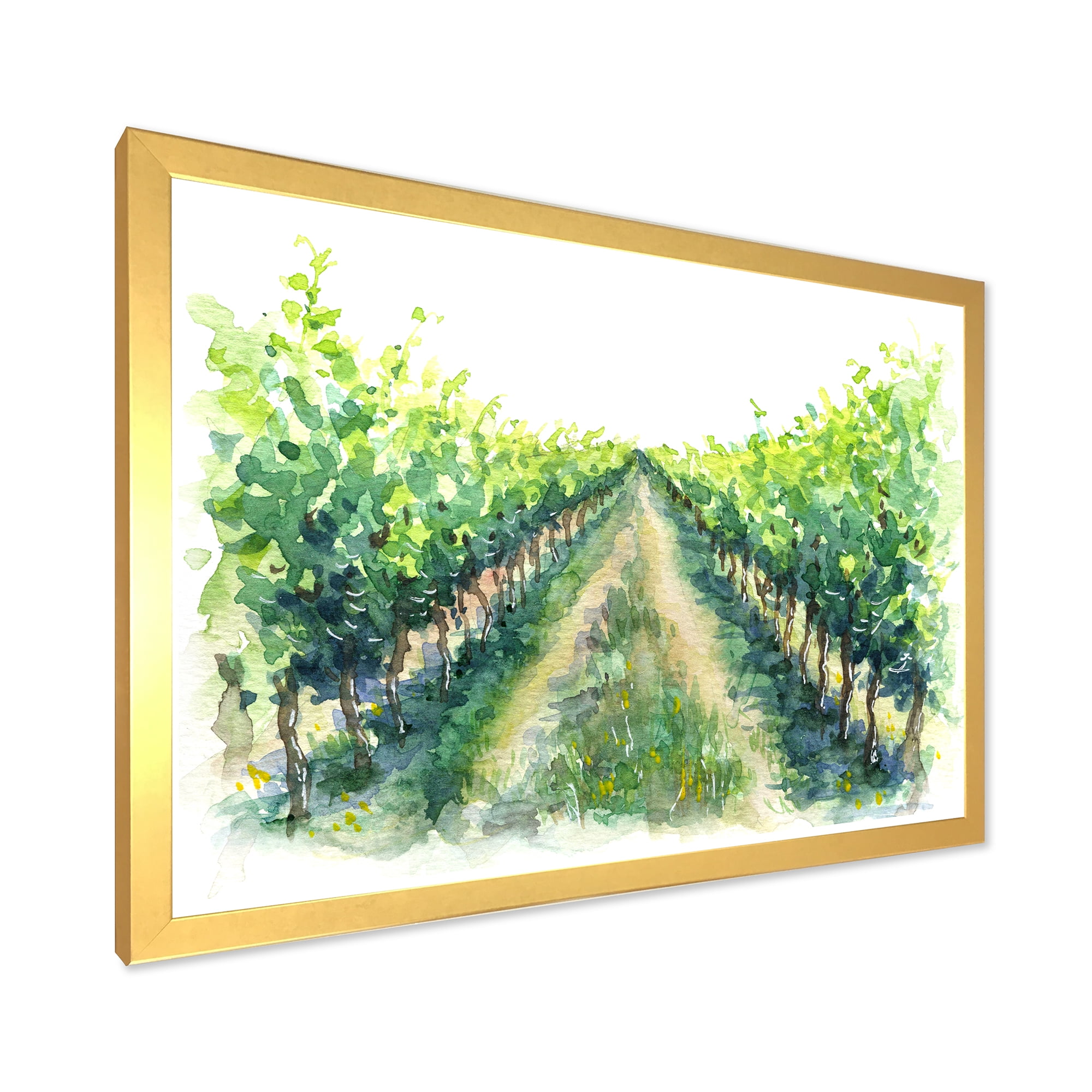 Designart 'Rural Scene Vineyard Path' Traditional Framed Art Print