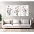 thumbnail image 4 of UZXTFQU Arte de pared de 3 piezas con lienzo de flores silvestres en acuarela, 4 of 6