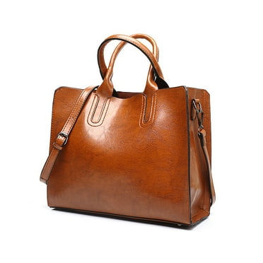 Handbag for Women, GMYLE Crazy Horse Pattern PU Leather Shoulder Crossbody Tote Bucket Bag Fashion Large Capacity, Gift for Mother Wife Girlfriend (Light Brown)