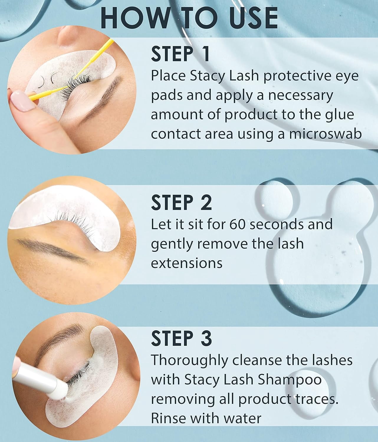 Stacy Lash Gel Remover for Eyelash Extension Glue, 15ml, Professional Use