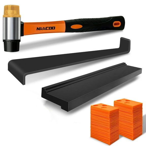 NAACOO Laminate  Flooring Tools, Tapping Block for Vinyl Plank Flooring - Double Sided with Notches, Pull Bar, 40Pcs Floor Spacers, Rubber Mallet. Universal Floor Installation kit