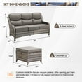 thumbnail image 2 of Planntonneo 3 Pieces Patio Furniture Sets-All Weather Wicker Rattan 3-Seat Sofa Set with 6" Cushion and Multifunctional Ottomans for Deck Backyard, Grey/Grey, 2 of 7