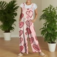 thumbnail image 5 of Fgvctg Valentine's Day Women's Jumpsuits Wide Leg Pant Date Night Spaghetti Straps Vintage Love Heart Print Jumpsuit Sleeveless Bib Overalls Sprimg Rompers Clothing With Pockets Watermelon Red 4XL, 5 of 7