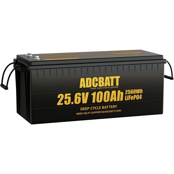 Adcbatt 24V 100Ah LiFePO4 Battery with Low Temp Charge Cut-off for Camping, Home Backup, RV