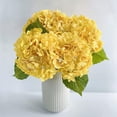thumbnail image 1 of Flores artificiales hortensias amarillas, 3 piezas de látex natural realista, flor de imitación de 21 pulgadas de largo, hortensias de varilla para el hogar, fiesta, regalos de boda al aire, 1 of 4