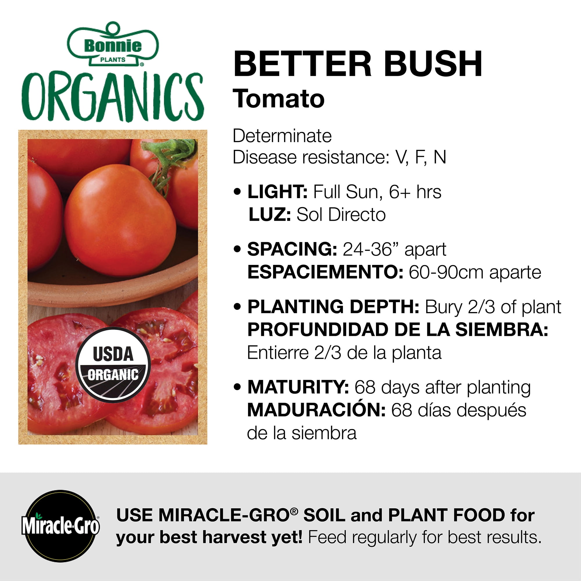 Bonnie Plants 3-5 ft Bush Tomato Live Plant, Stocky/Strong