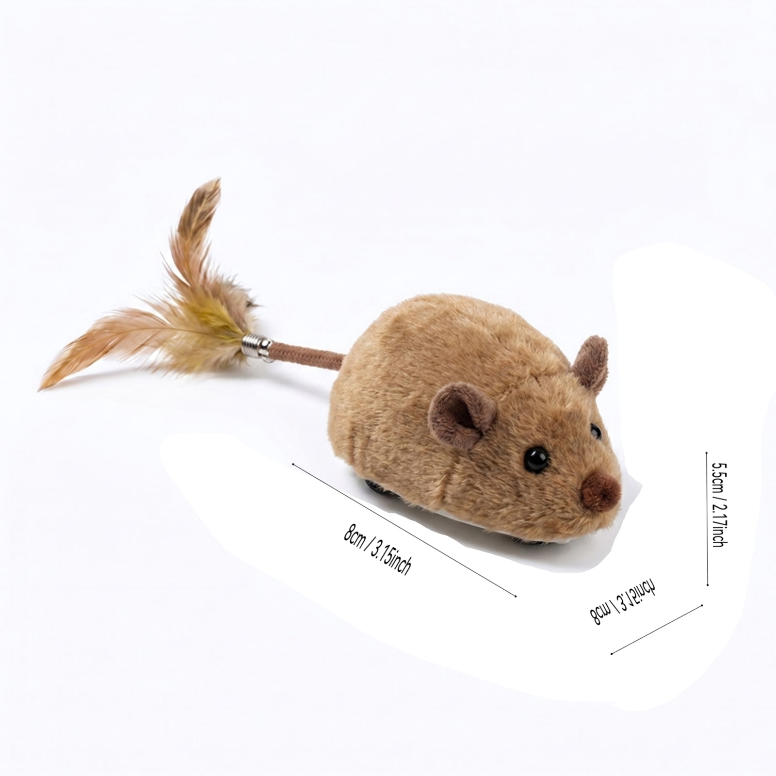 Plush Mouse Cat Toy, 2.4G Realistic Electric, 1 Pack Yellow with Feather Tail, Interactive Moving Toy for Indoor Cats to Chase and Play