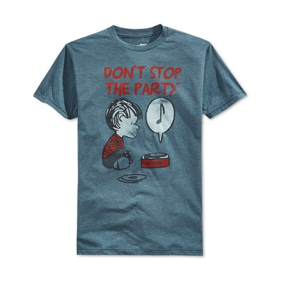 Mighty Fine Mens Don't Stop The Party Graphic T-Shirt, Blue, Small