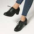 thumbnail image 2 of Womens Vintage Dress Shoes Ankle Booties Fall Leather Chunky High Heel Oxfords Short Ballet Flats Short Boots, 2 of 5