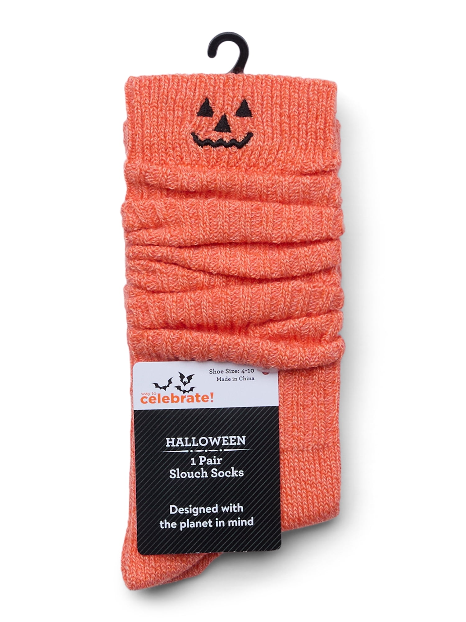 Women’s Halloween Pumpkin Slouch Socks from Way to Celebrate, Size 4-10