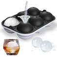 thumbnail image 1 of Máquina para hacer bolas de hielo, forma de bola de hielo reutilizable, bandeja redonda de silicona para esferas de hielo de fácil liberación con tapas y embudo para whisky, cócteles, bourbon, 1 of 5