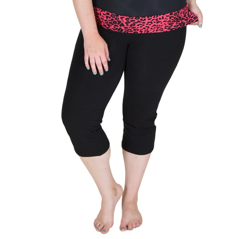 Women's, Girl's and Plus Size Capri Yoga Pants, Cotton Spandex, XS Child  - 5X Adult