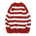 thumbnail image 1 of Avamo Mens Knitted Sweaters Long Sleeve Sweater Ripped Hole Jumper Tops Casual Pullover Work Red And White M, 1 of 2
