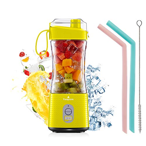 Portable Personal Mini Smoothie Blender Small Size Kitchen Juicer Cup with USB Rechargeble Single Fruit Shake Smoothies Mixer Maker Battery Operated Individual Juice Blenders for Travel Camping Black 