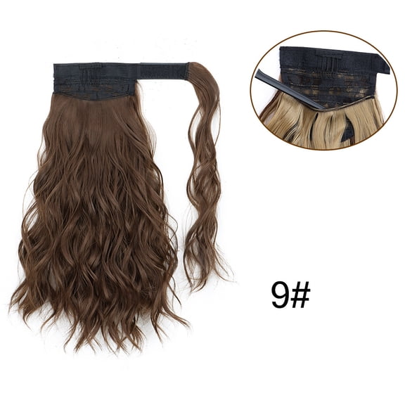 ERDOUY 13.8" Curly Wavy Synthetic Ponytail Extension, Women’s Wrap-Around Clip-in Hairpiece | Natural-Looking Fake Pony Tail for Voluminous Styling, Light brown